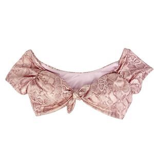 Victoria's Secret Swim Pink Snakeskin Off Shoulder Tie Front‎ Bikini Top Large